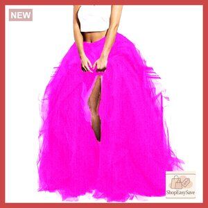 Maxi Tulle Skirt Layered High Waist Floor Length Elegant Special Occasion Wear
